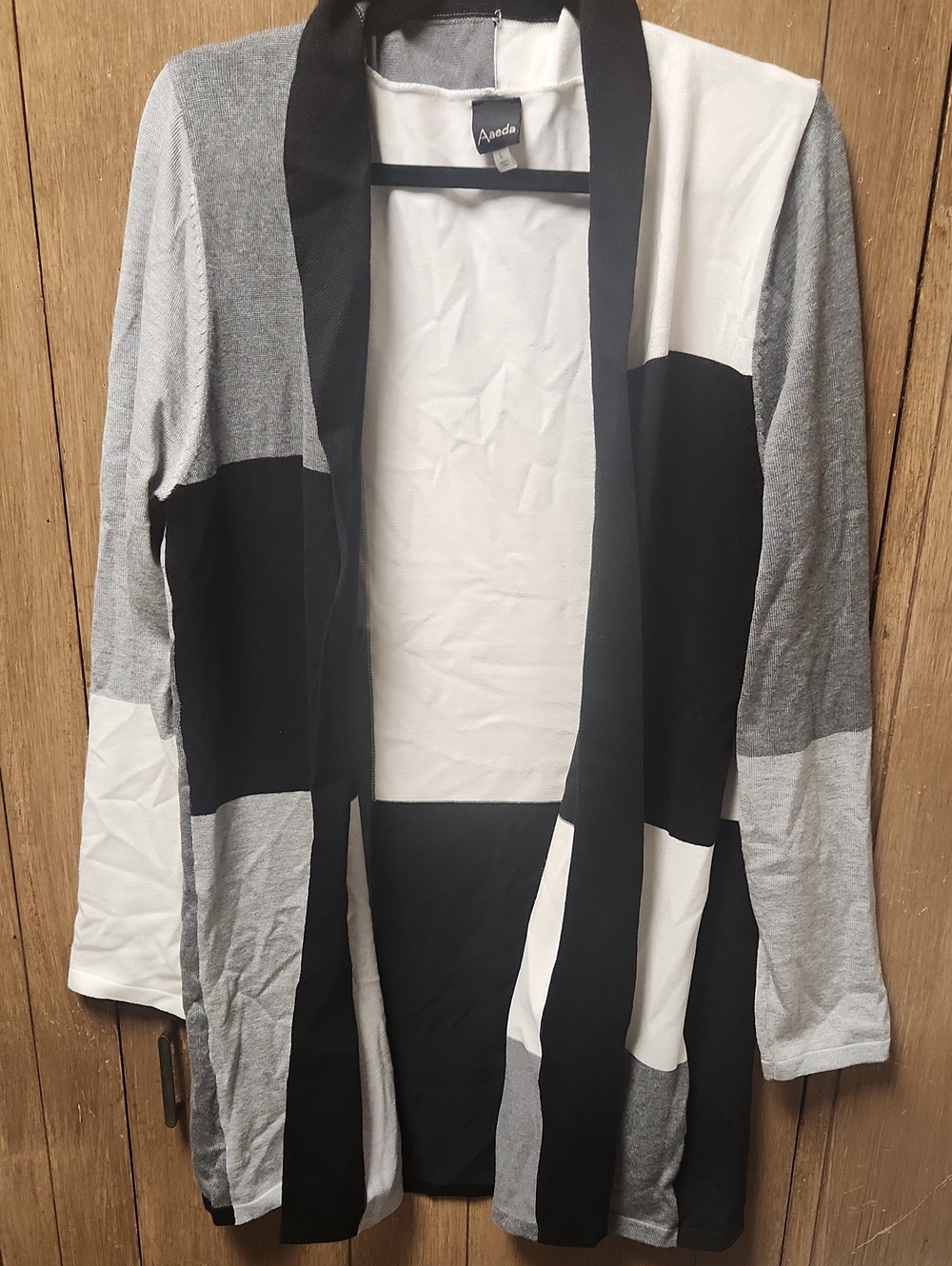 AVEDA Women's Colorblock Open-Front Cardigan in Black, White & Gray